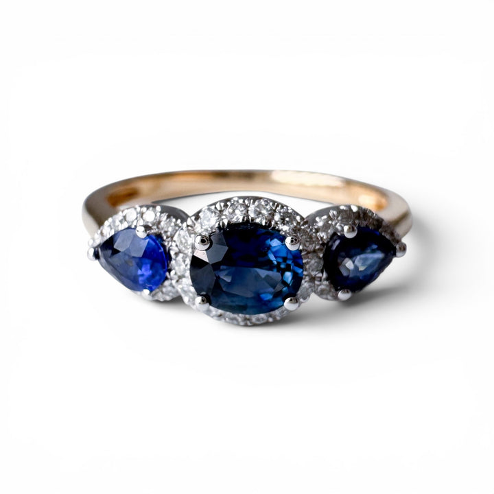 14k Two Tone Sapphire Ring