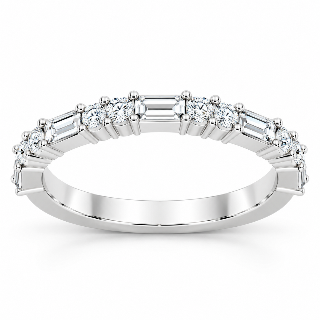 14k White Gold Prong Set 0.37ctw Round Diamond Wedding Band