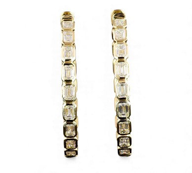 14k Yellow Gold Bezel Lab Grown Diamond Earrings
