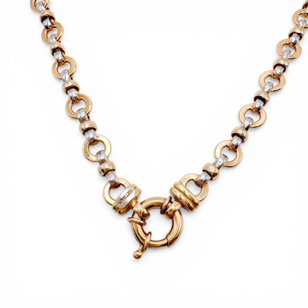 18k Two Tone Open Link Estate Chain