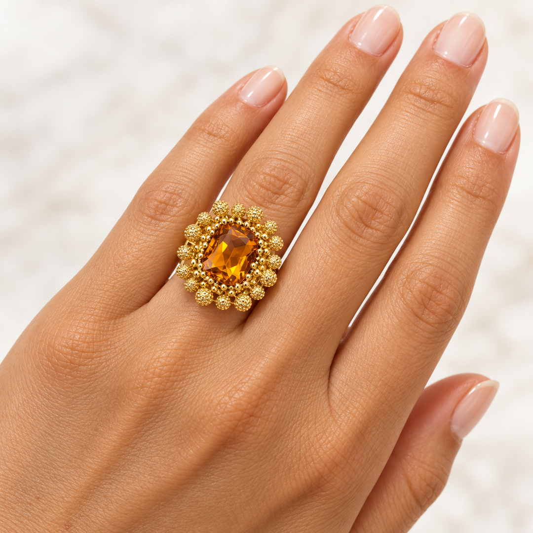 18k Yellow Citrine Estate Ring