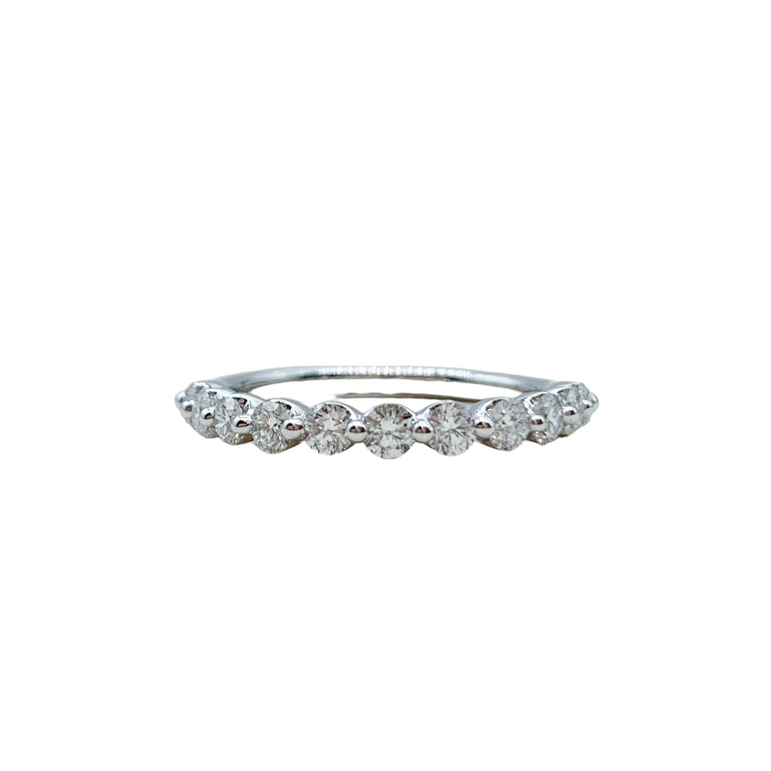 14k White Gold Prong Set 0.75ctw Round Diamond Wedding Band
