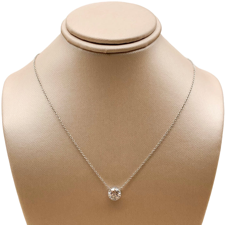 18k White Gold Solitaire Diamond Estate Pendant