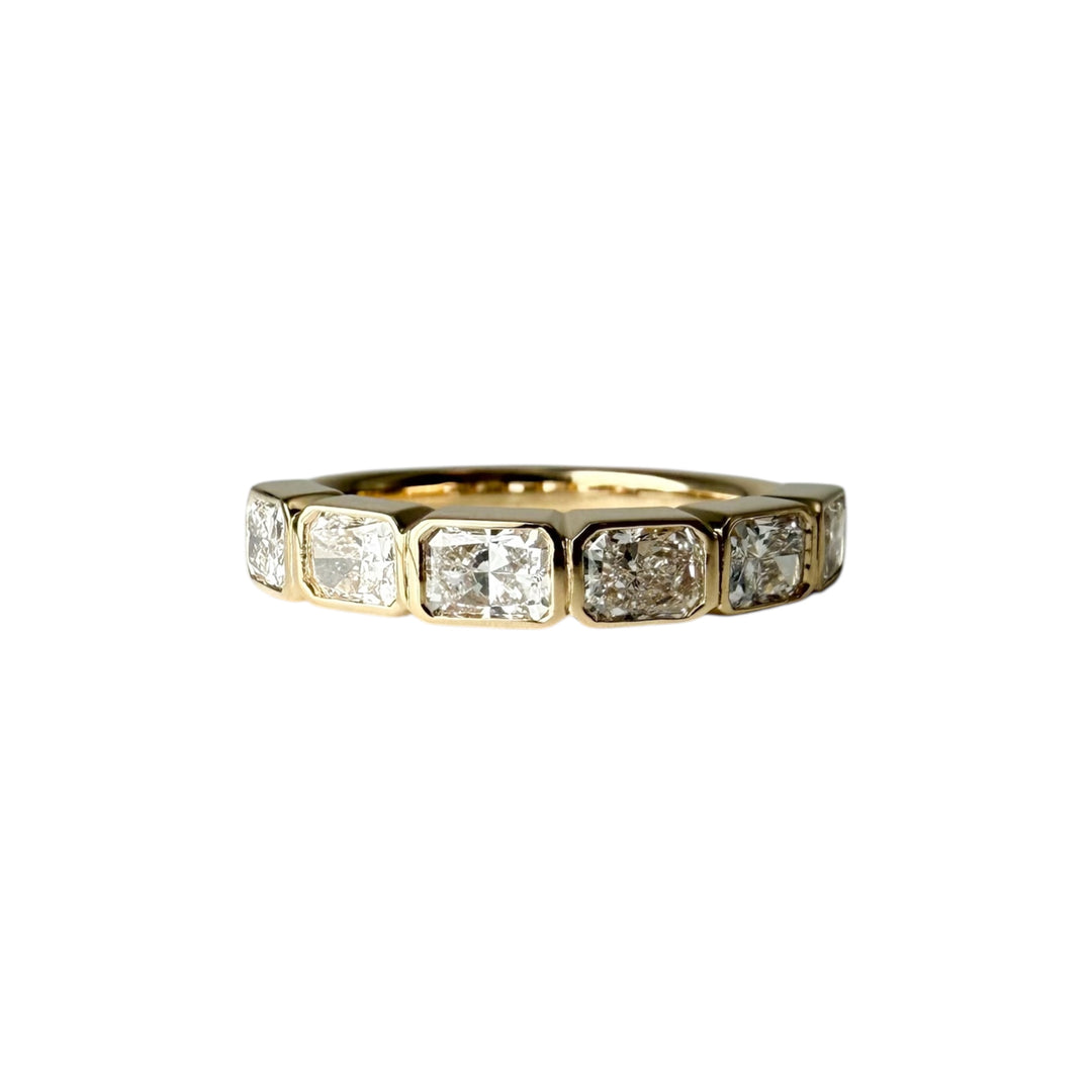 14k Yellow Gold Bezel Set 1.18ctw Radiant Lab Grown Diamond Wedding Band