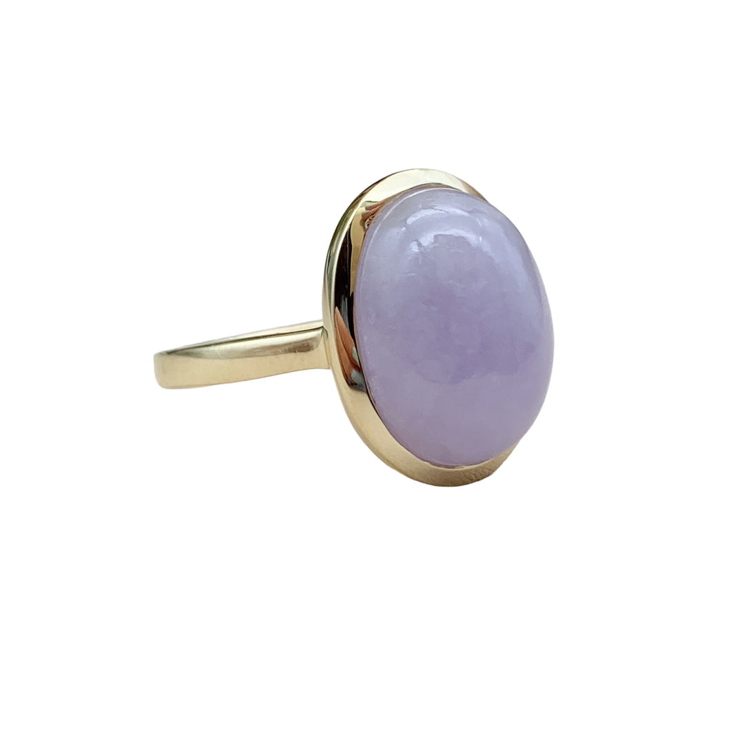 14k Yellow Gold Jade Gemstone Ring