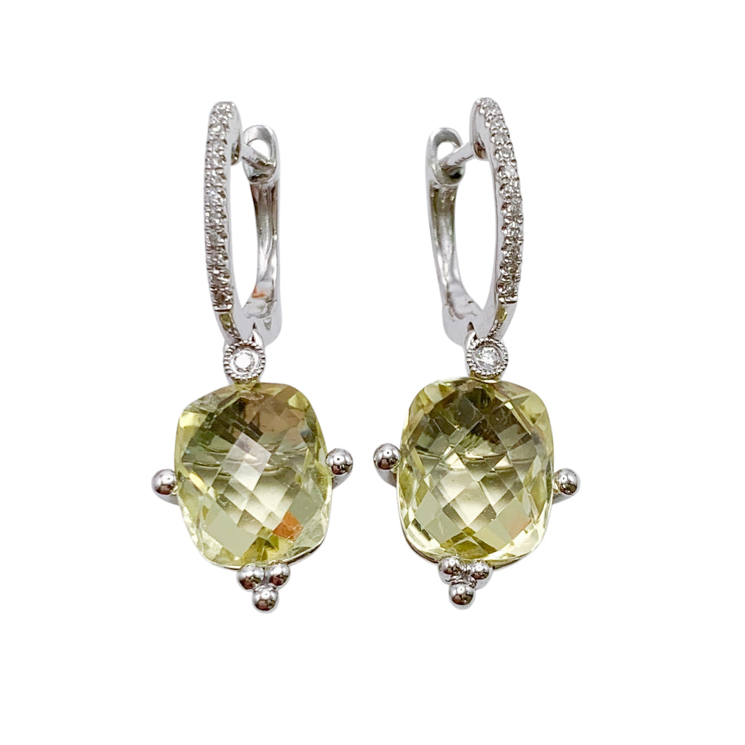 14k Drop Lemon Quartz Earrings