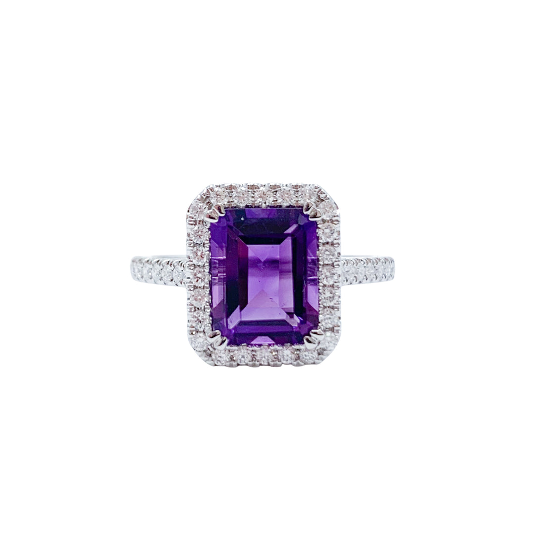 14k White Gold Amethyst Gemstone Ring