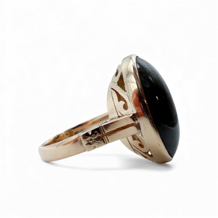 14k Yellow Gold Bezel Jade Estate Ring