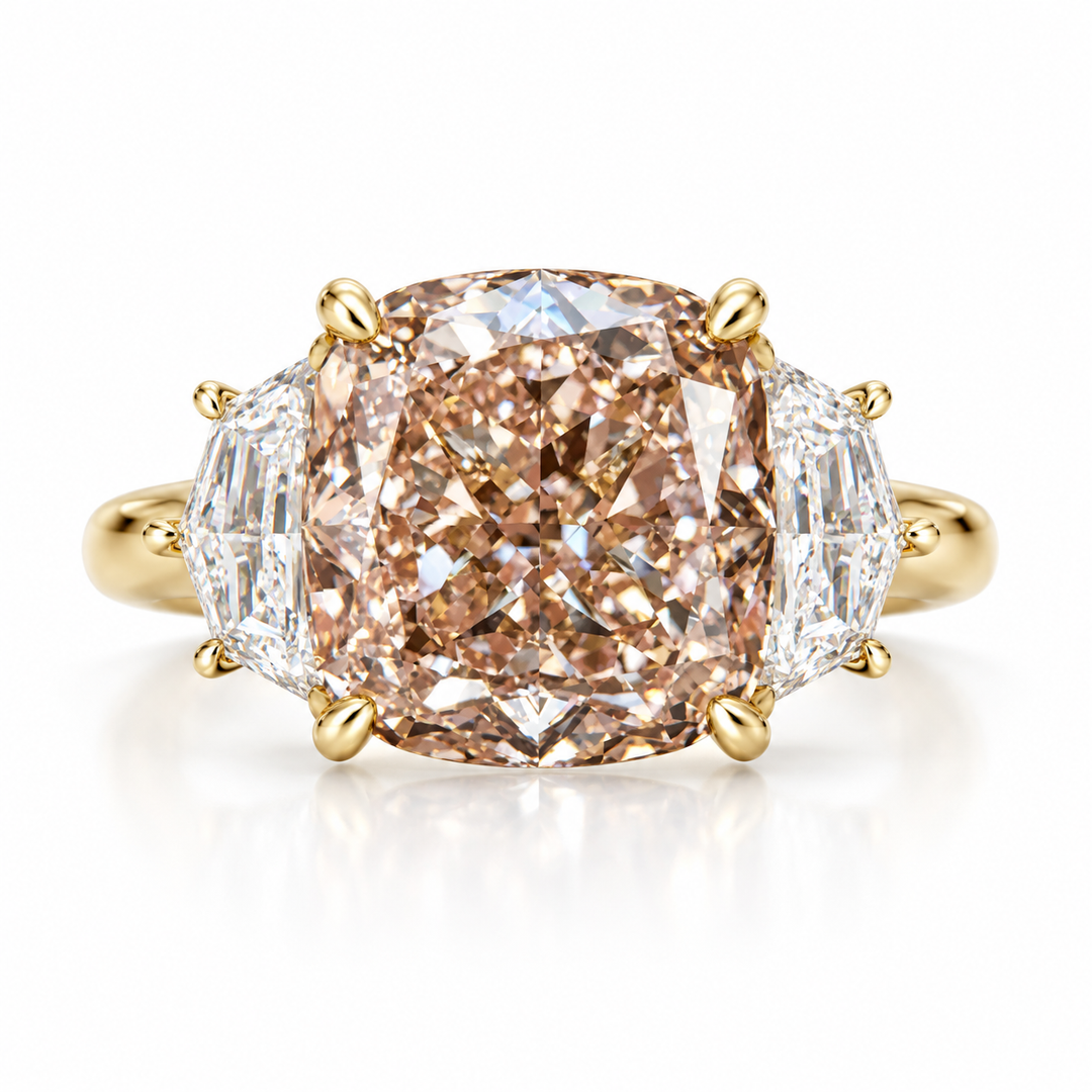 14k Yellow 3 Stone Lab Grown Diamond Engagement Ring