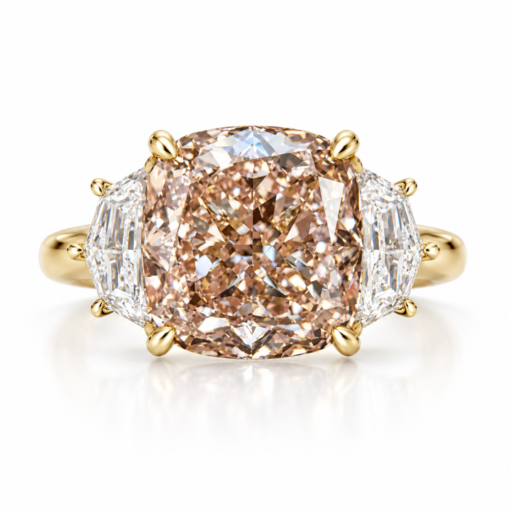 14k Yellow 3 Stone Lab Grown Diamond Engagement Ring
