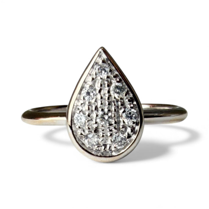 14k White Gold Cluster Estate Ring