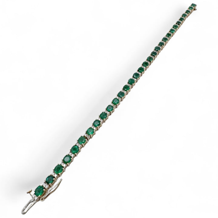 14k Yellow Gold Tennis Emerald Estate Bracelet