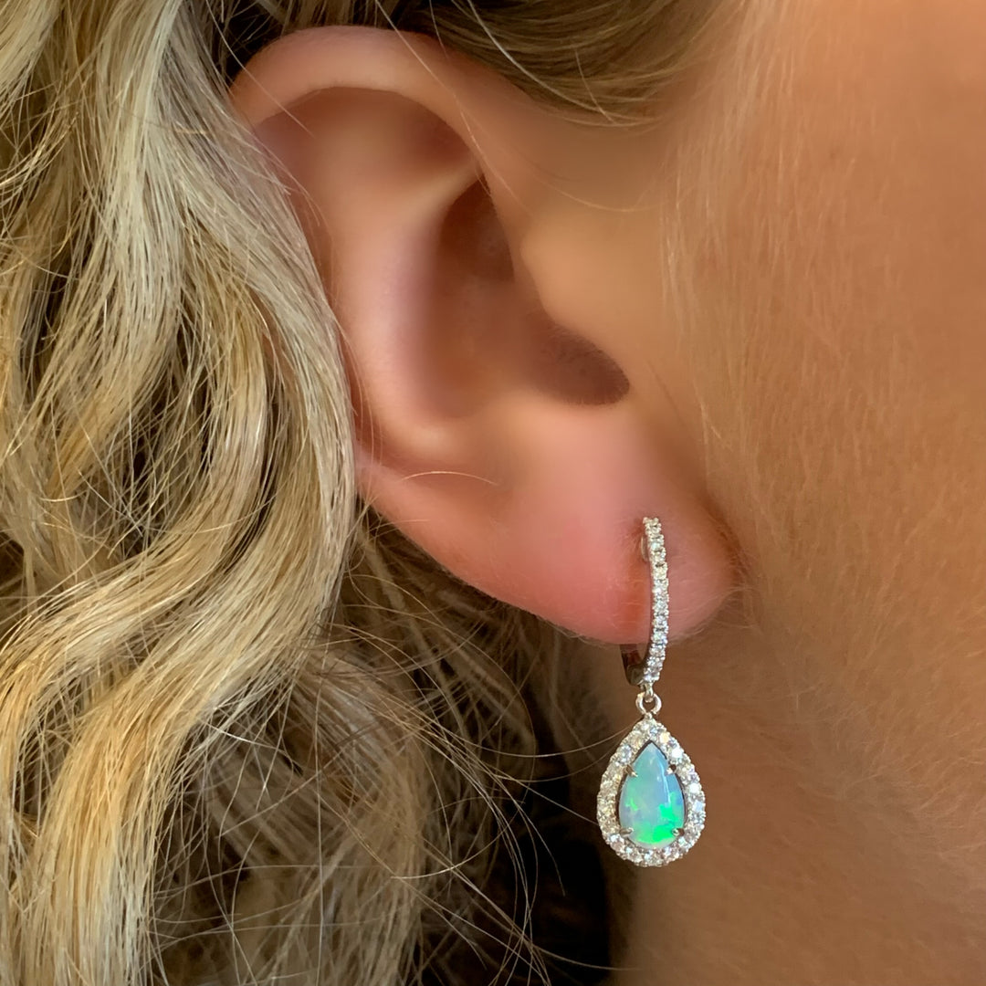 14k Drop Diamond Earrings
