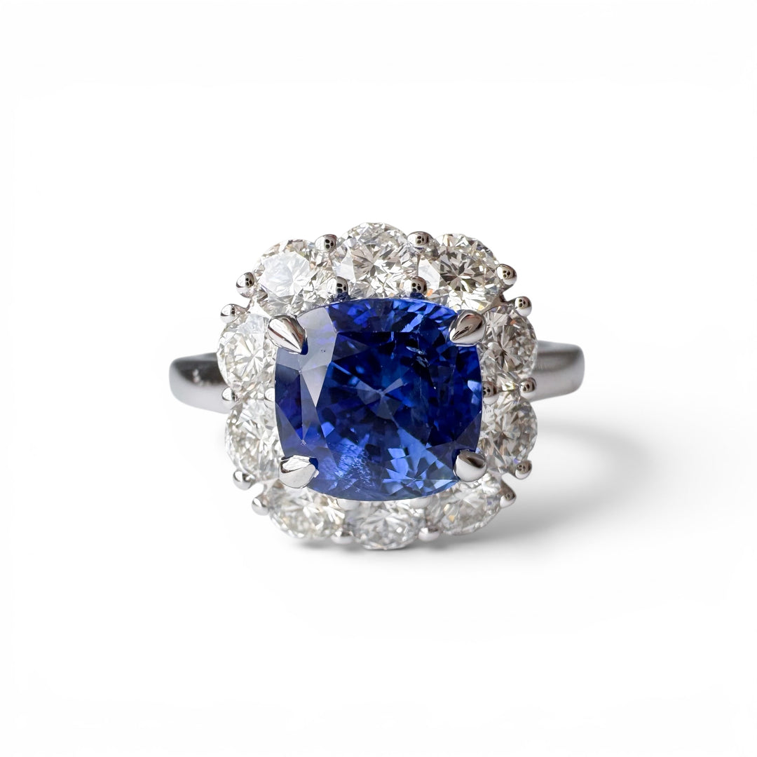18k White Gold Sapphire Halo Ring