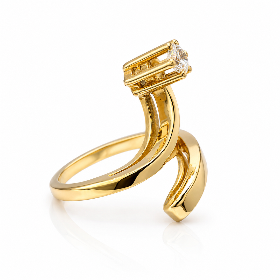 18k Yellow Geometric Diamond Estate Ring