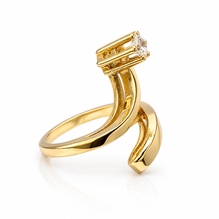 18k Yellow Geometric Diamond Estate Ring