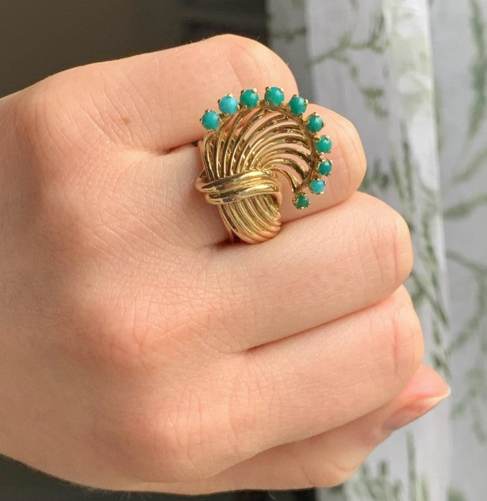 14k Yellow Gold Turquoise Estate Ring