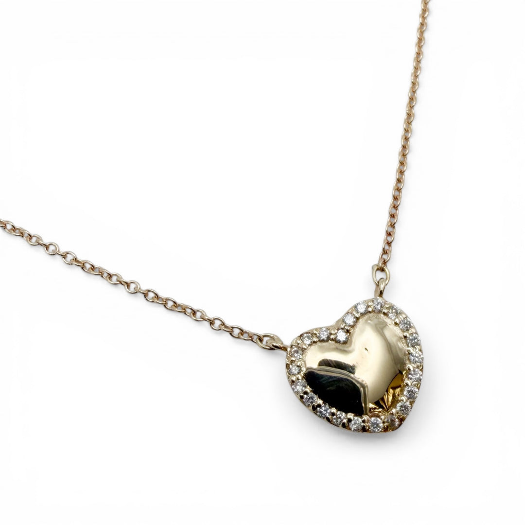 14k Yellow Gold Heart Diamond Pendant