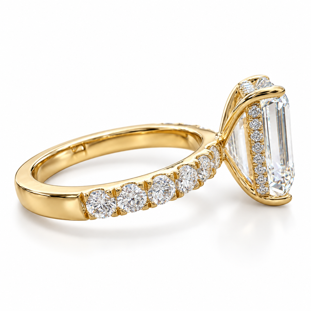 14k Yellow Emerald Lab Grown Diamond Engagement Ring