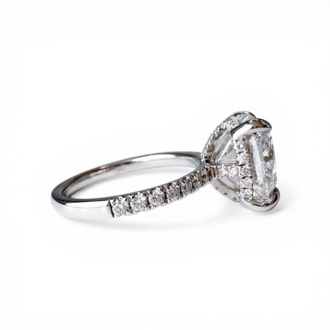 6.14ct Cushion in a 14k White Gold Lab Grown Diamond Engagement Ring