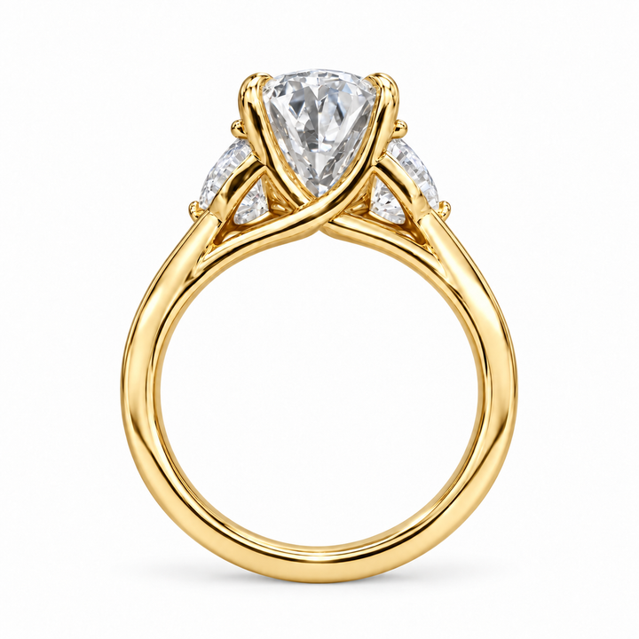14k Yellow 3 Stone Lab Grown Diamond Engagement Ring