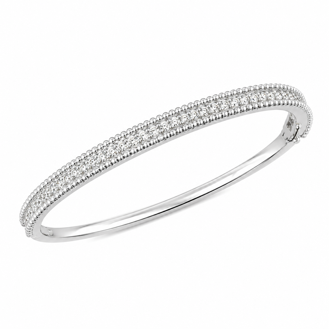 14k White Gold Bangle Diamond Bracelet