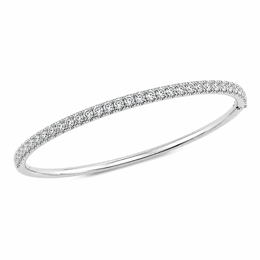 14k White Gold Bangle Diamond Bracelet