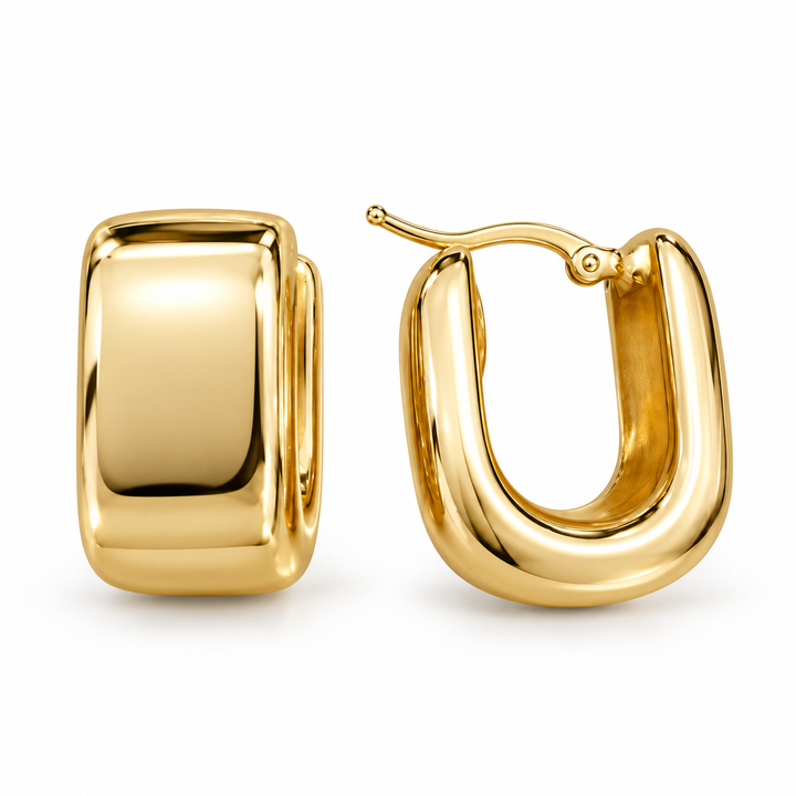 14k Yellow Chunky Hoop Estate Earrings