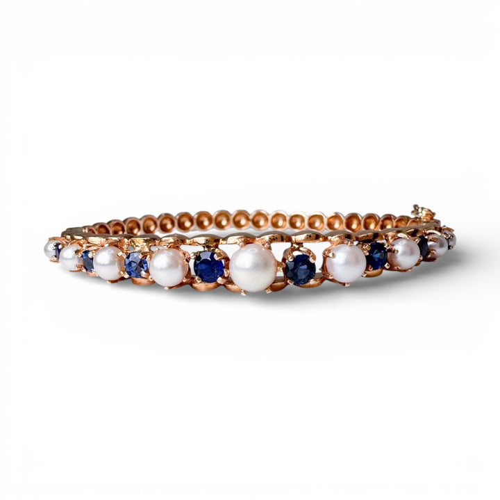 14k Yellow Gold Bangle Sapphire Estate Bracelet