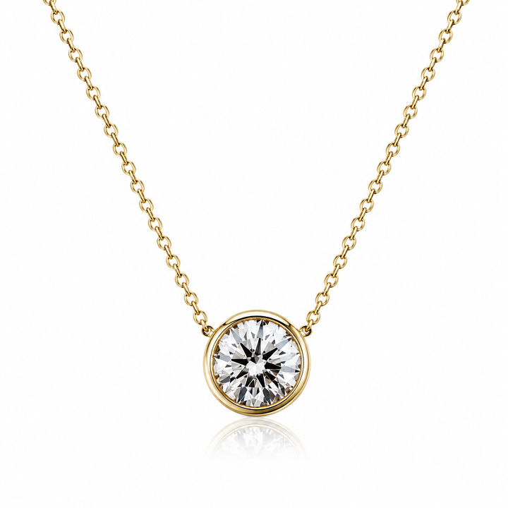 14k Yellow Gold Bezel 1.08ct Lab Grown Diamond Pendant