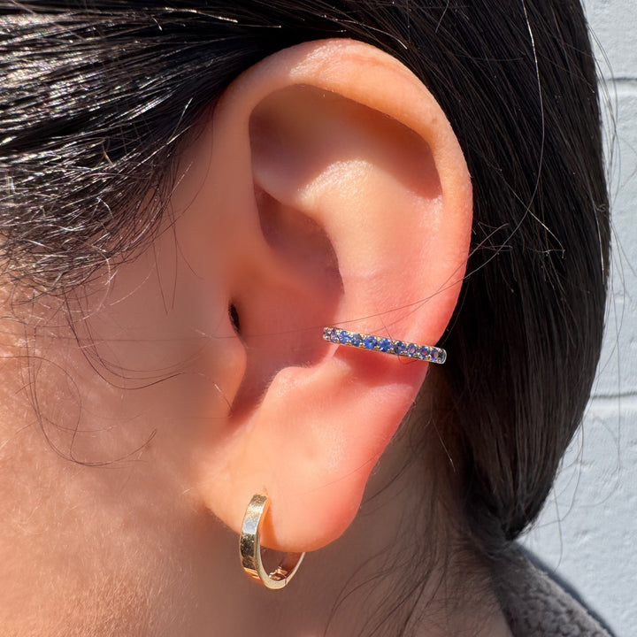 14k Yellow Gold Blue Sapphire Ear Cuff