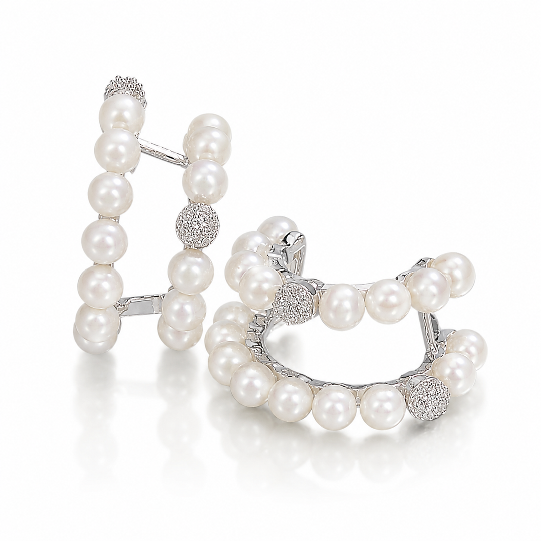 14k Huggies Pearl Earrings