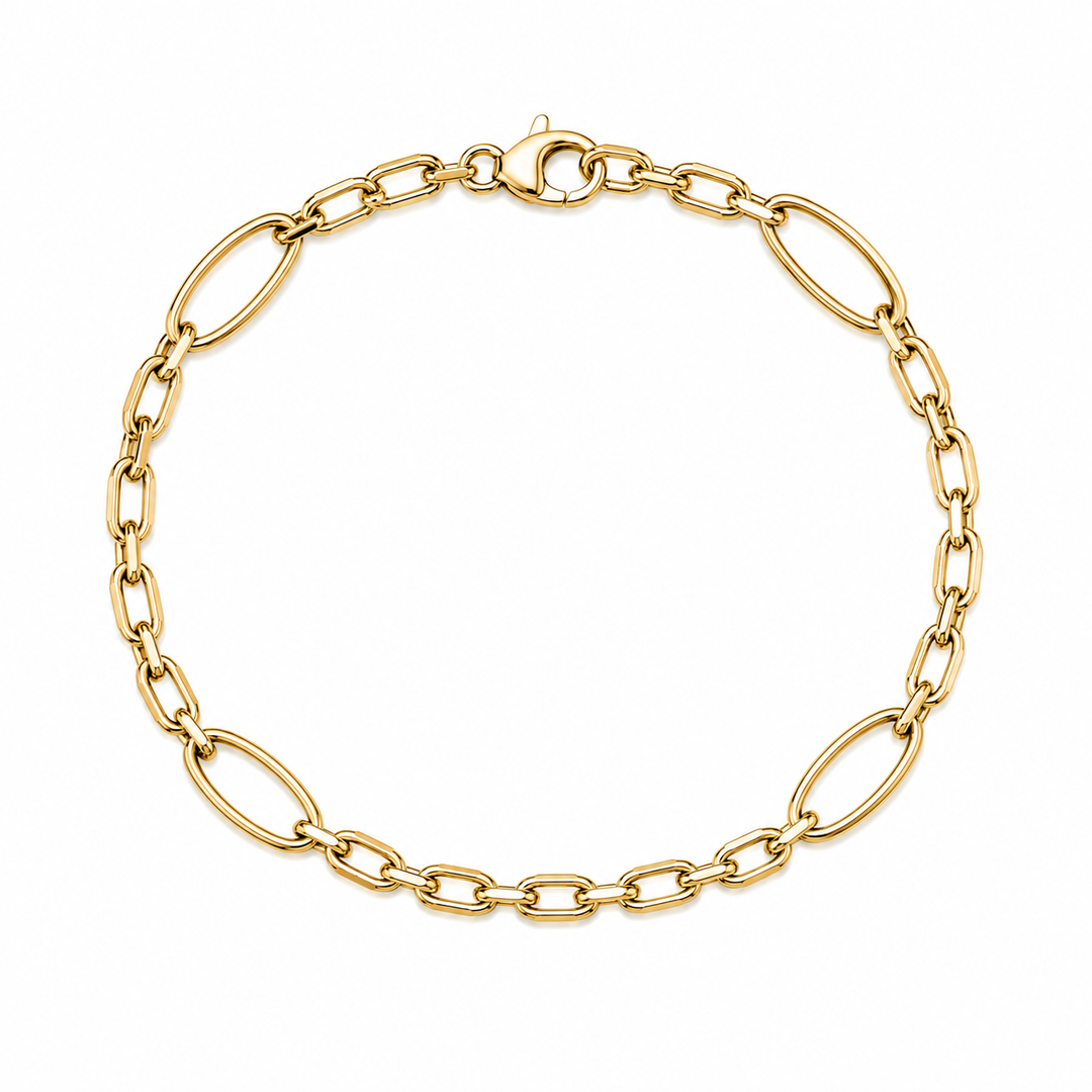 14k Yellow Gold Oval Link Bracelet