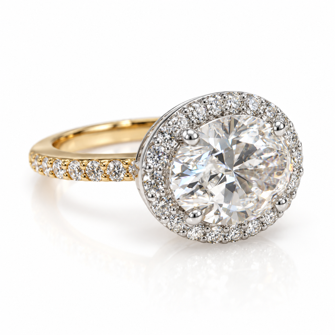 14k Two Tone Rotating Lab Grown Diamond Engagement Ring