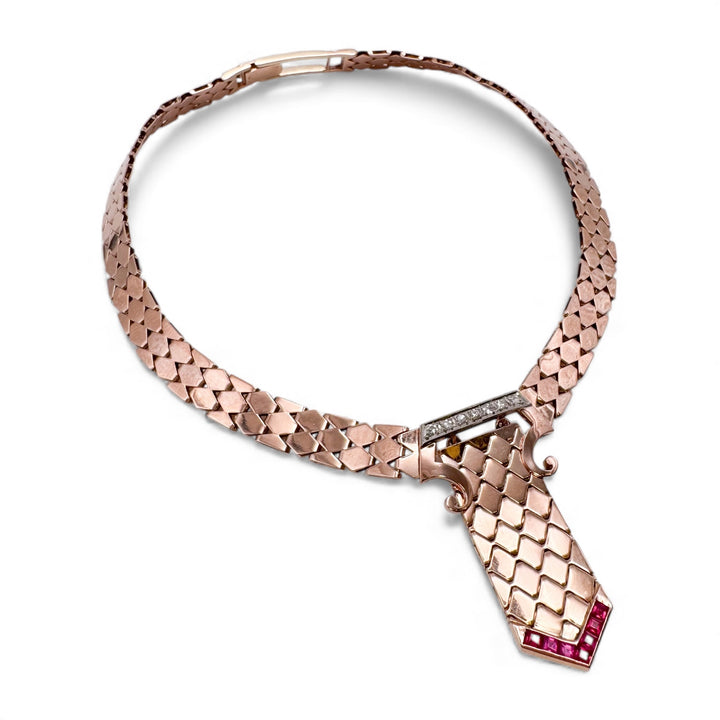 14k Rose Gold 1940's Estate Necklace