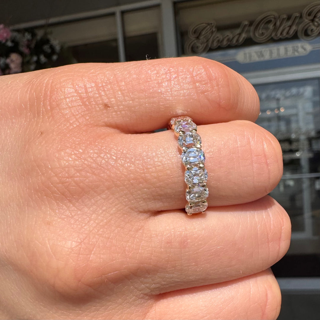14k Yellow Gold 2.97ctw Vintage Cushion Lab Diamond Band