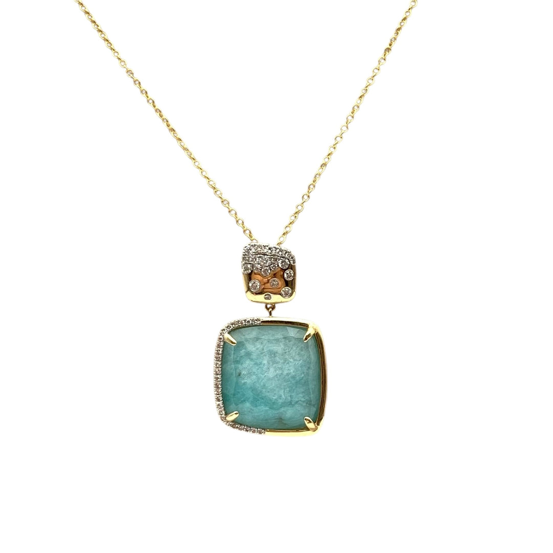 14k Yellow Gold Drop Amazonite Pendant