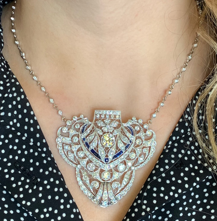 14k Art Deco Diamond Estate Necklace
