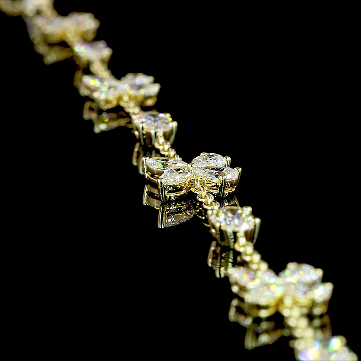 14k Yellow Gold Flower Lab Grown Diamond Necklace