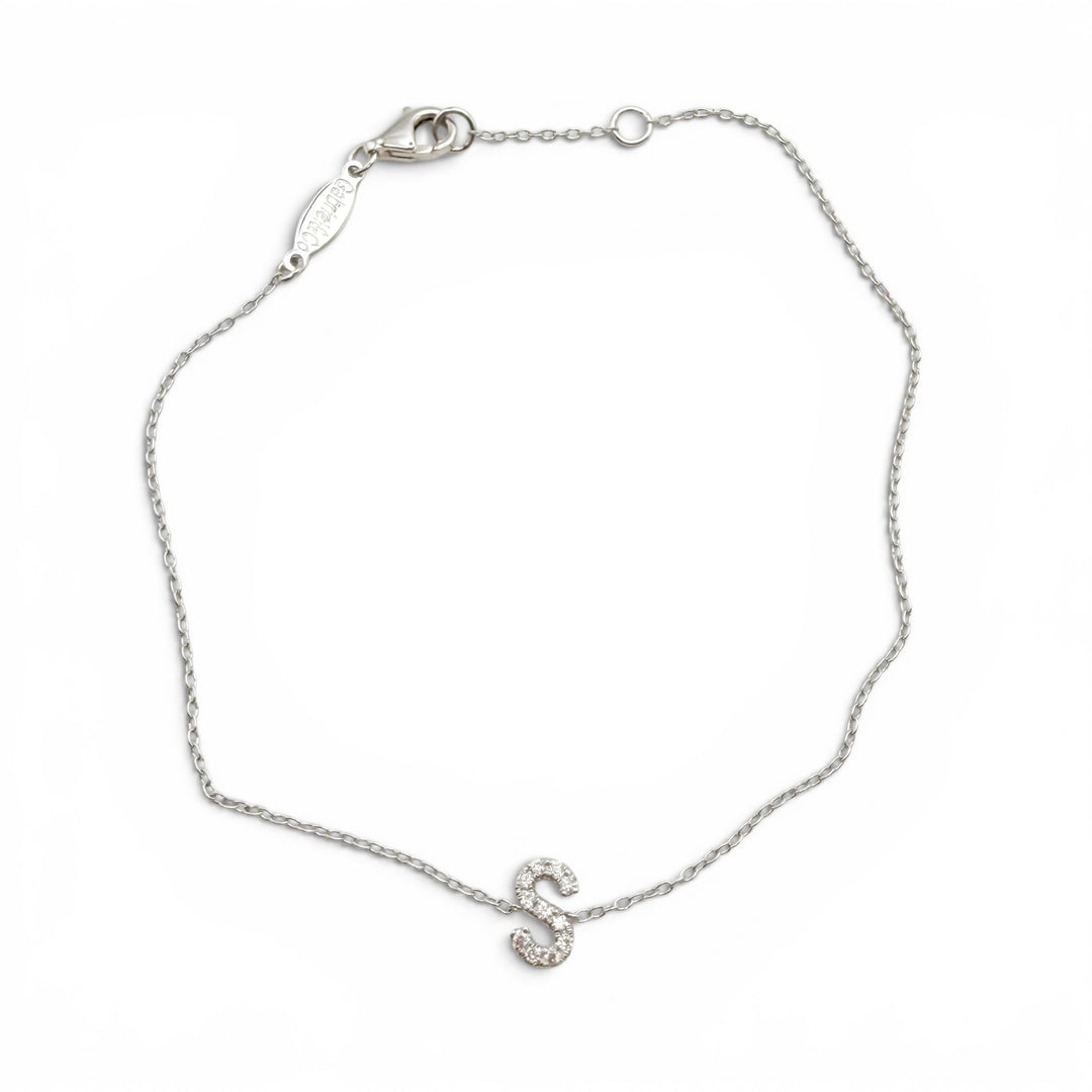 Estate 14k White Gold Diamond "S" Bracelet