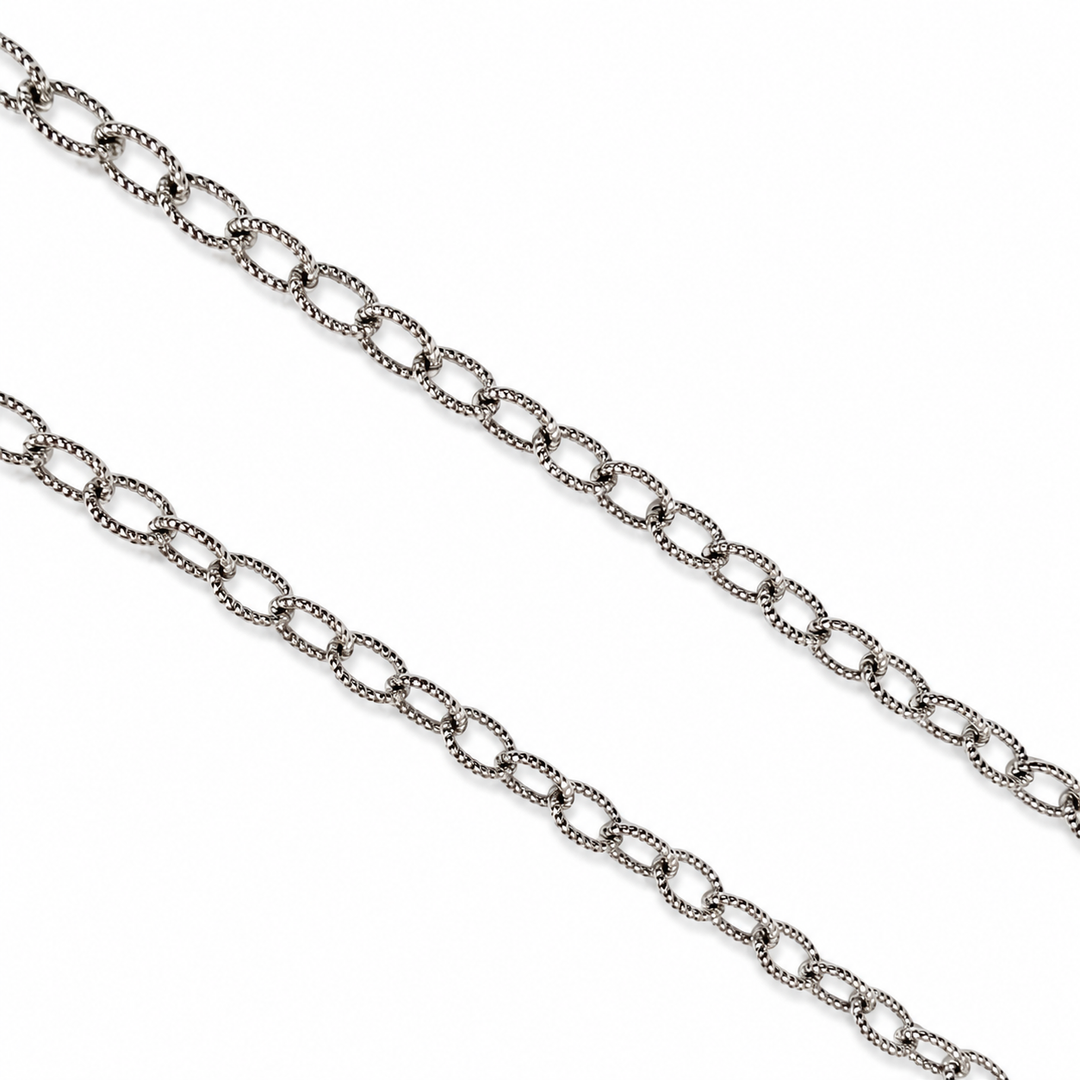 14k White Gold Open Link Chain