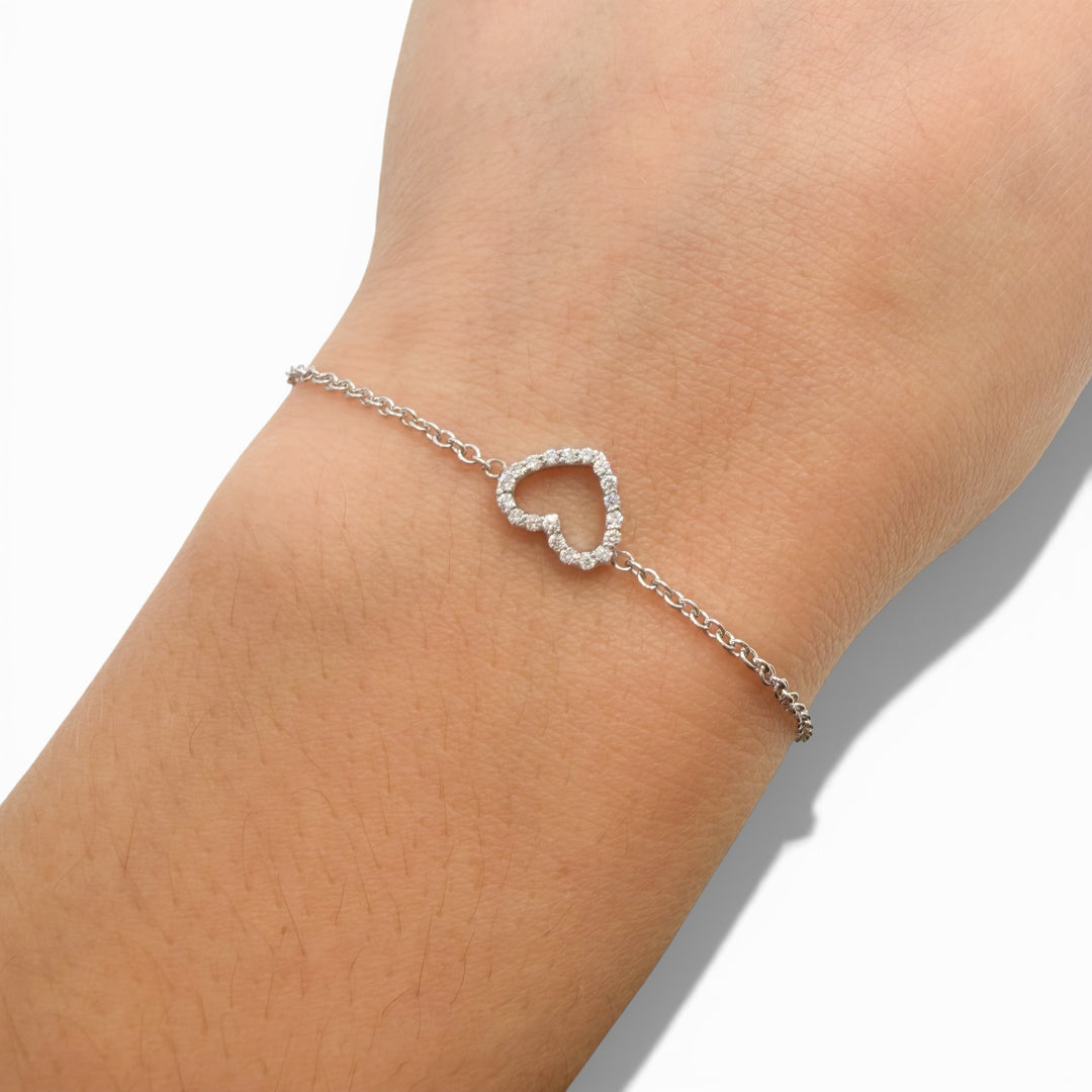 14k Yellow Gold Diamond Heart Bracelet