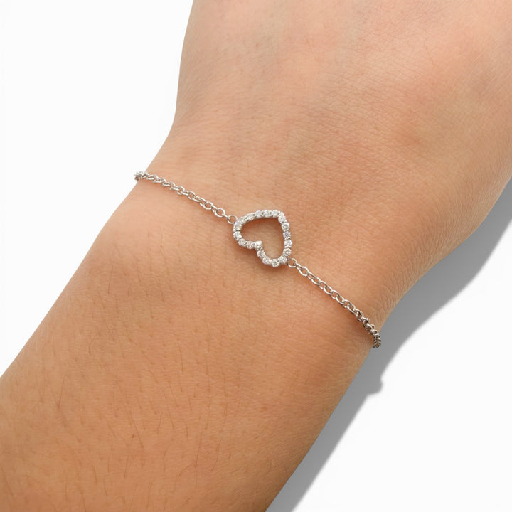 14k Yellow Gold Diamond Heart Bracelet