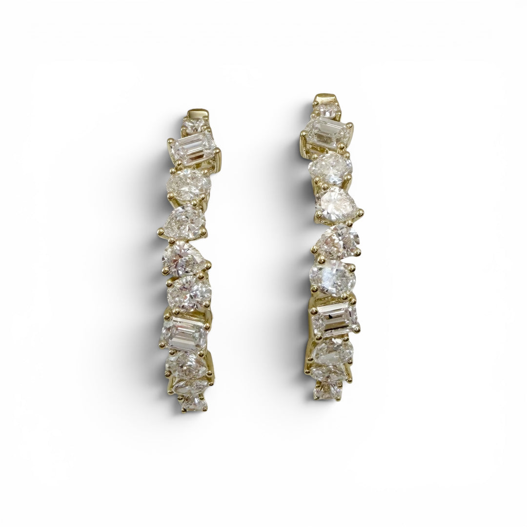 14k Yellow Gold Lab Grown Diamond Hoop Earrings 3.08 cttw