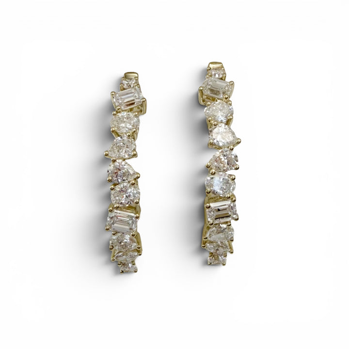 14k Yellow Gold Lab Grown Diamond Hoop Earrings 3.08 cttw
