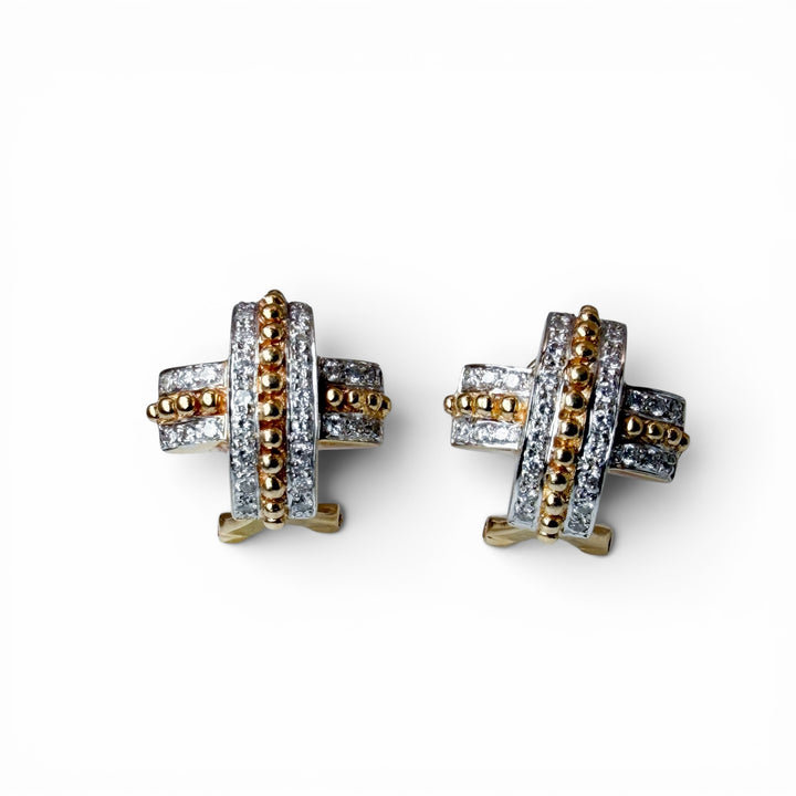 14k Yellow Gold X Diamond Estate Earrings