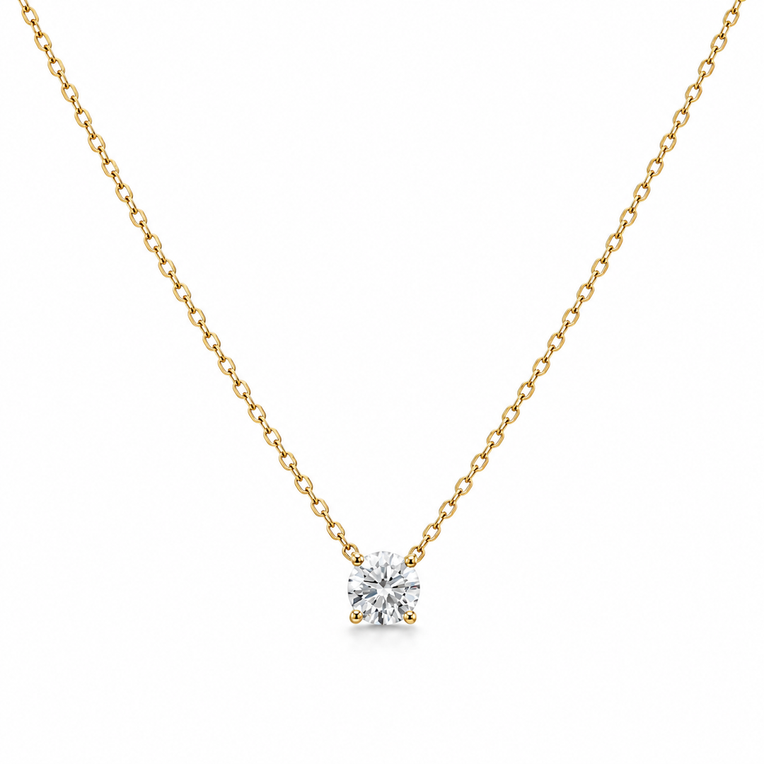 14k Yellow Gold 4 Prong Basket Lab Grown Diamond Pendant 0.25ct