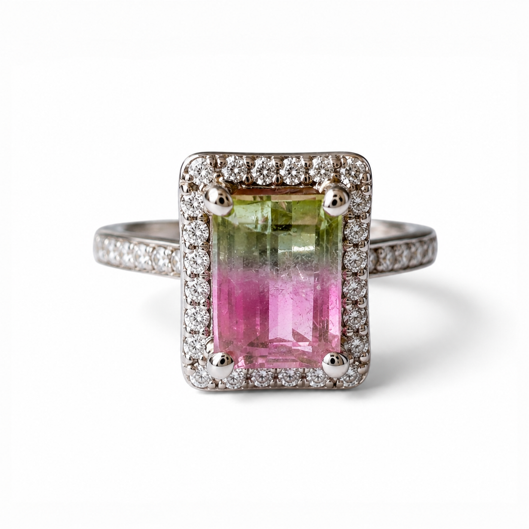 14k White Gold Tourmaline Gemstone Ring
