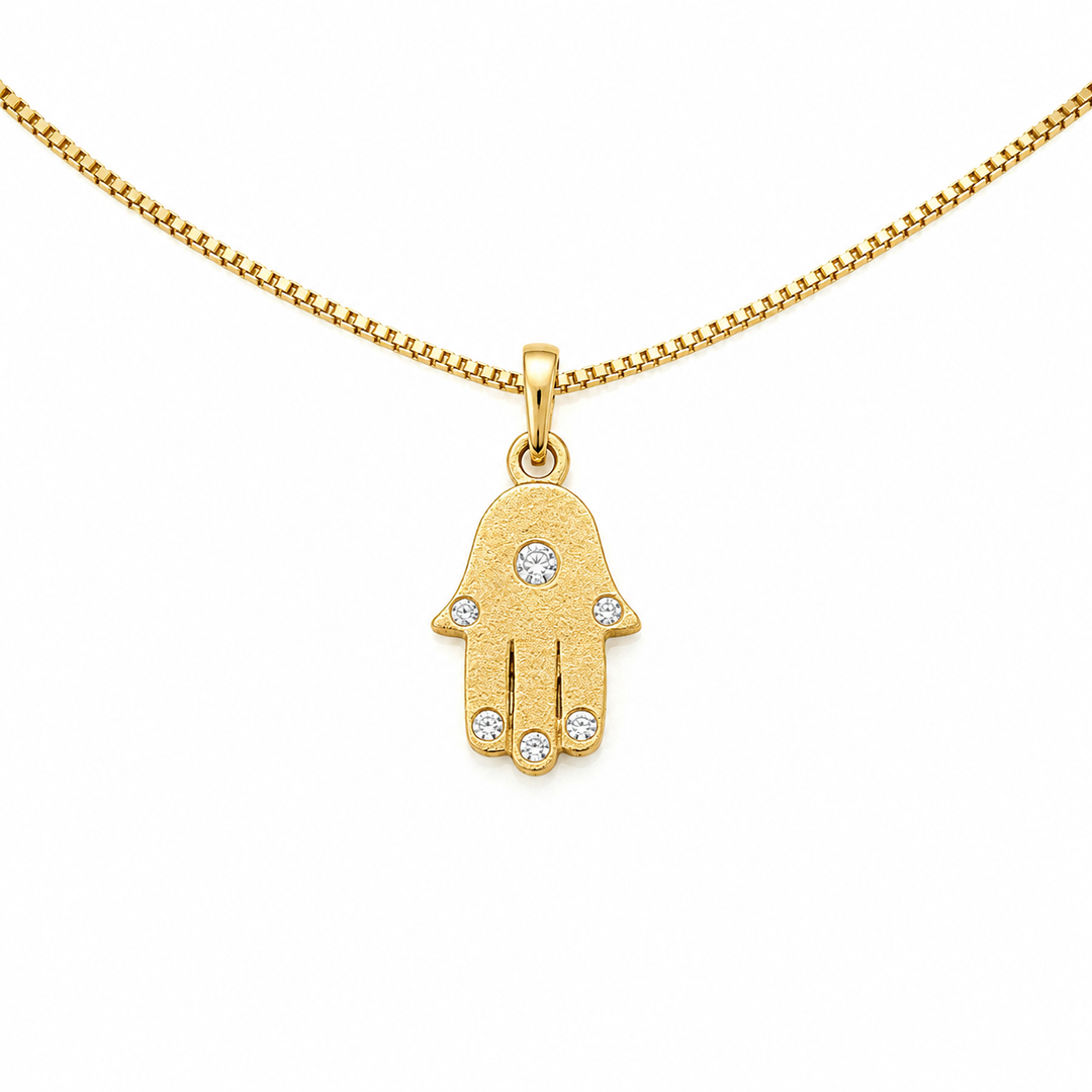 14k Yellow Hamsa Diamond Pendant