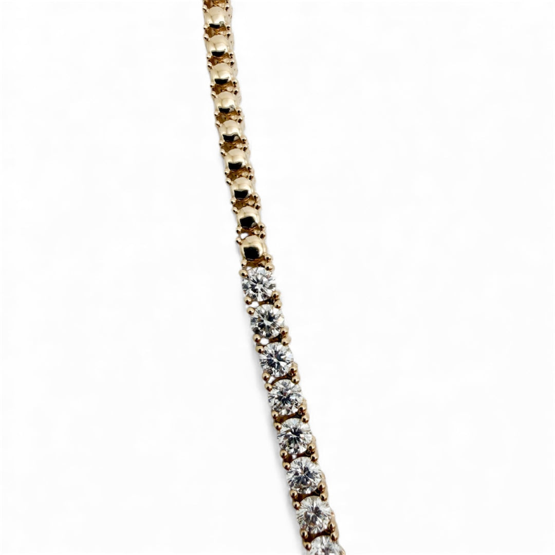 14k Yellow Gold Diamond Tennis Necklace